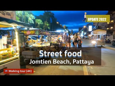 🇹🇭 Walking tour [4K] – Jomtien Beach Steet food, Pattaya, Thailand | Update 2022
