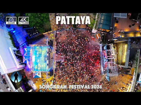 💦2024 Pattaya Songkran Festival Carnival: Soi7, Soi8, first-person perspective water festival 4K HDR