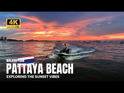 Sunset Walk on Pattaya Beach 🇹🇭 4K Walking Tour